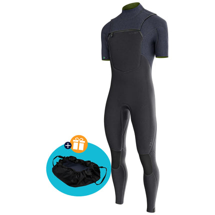 Prolimit Wetsuit Heren Predator Steamer Korte Mouw Freezip 4/3MM Zwart