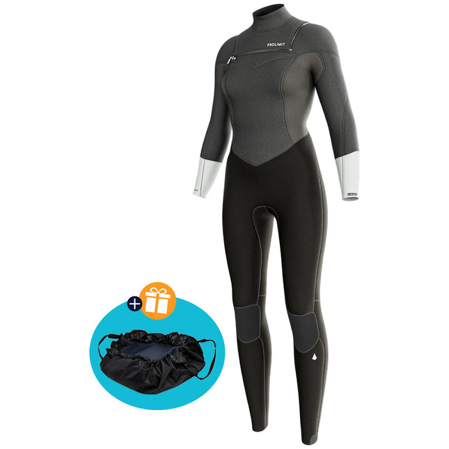 Prolimit Wetsuit Ladies Fire Steamer Freezip 4/3MM Gray/Silver