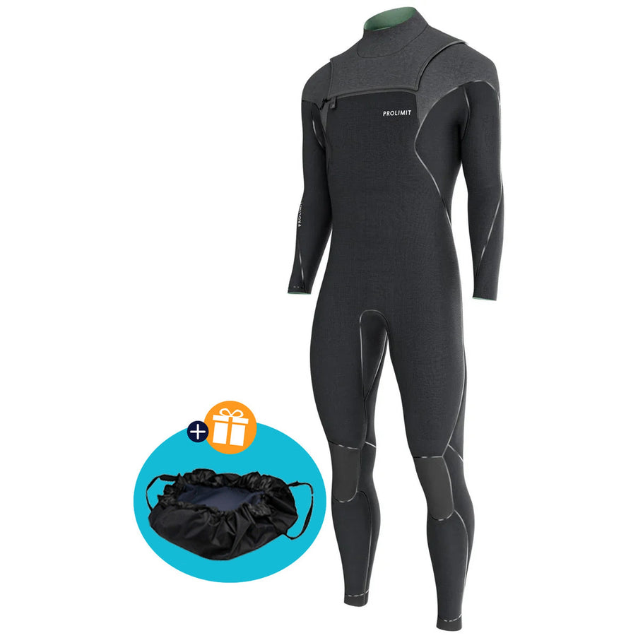 Prolimit Wetsuit Heren Mercury Steamer Freezip 5/4MM Zwart