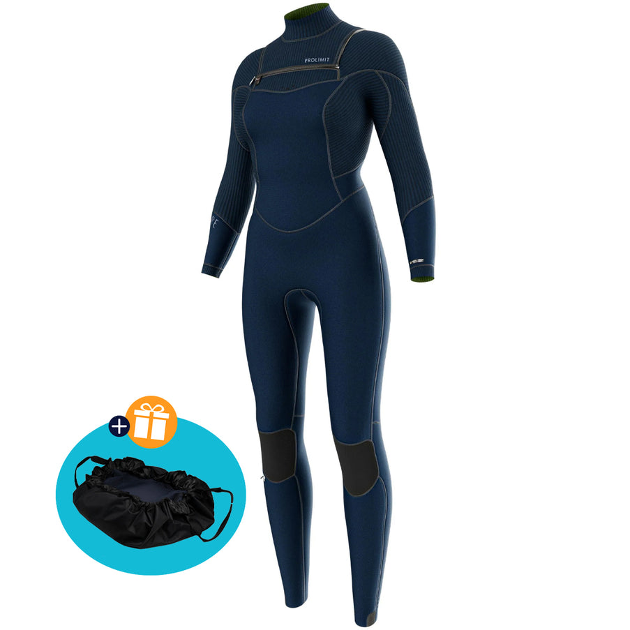 prolimit-wetsuit-dames-flare-steamer-4-3mm-freezip-blauw