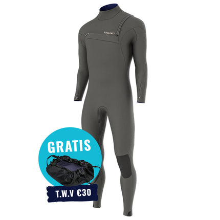 Prolimit Prolimit Wetsuit Heren PF3 Steamer Free-X 5/4MM Zwart