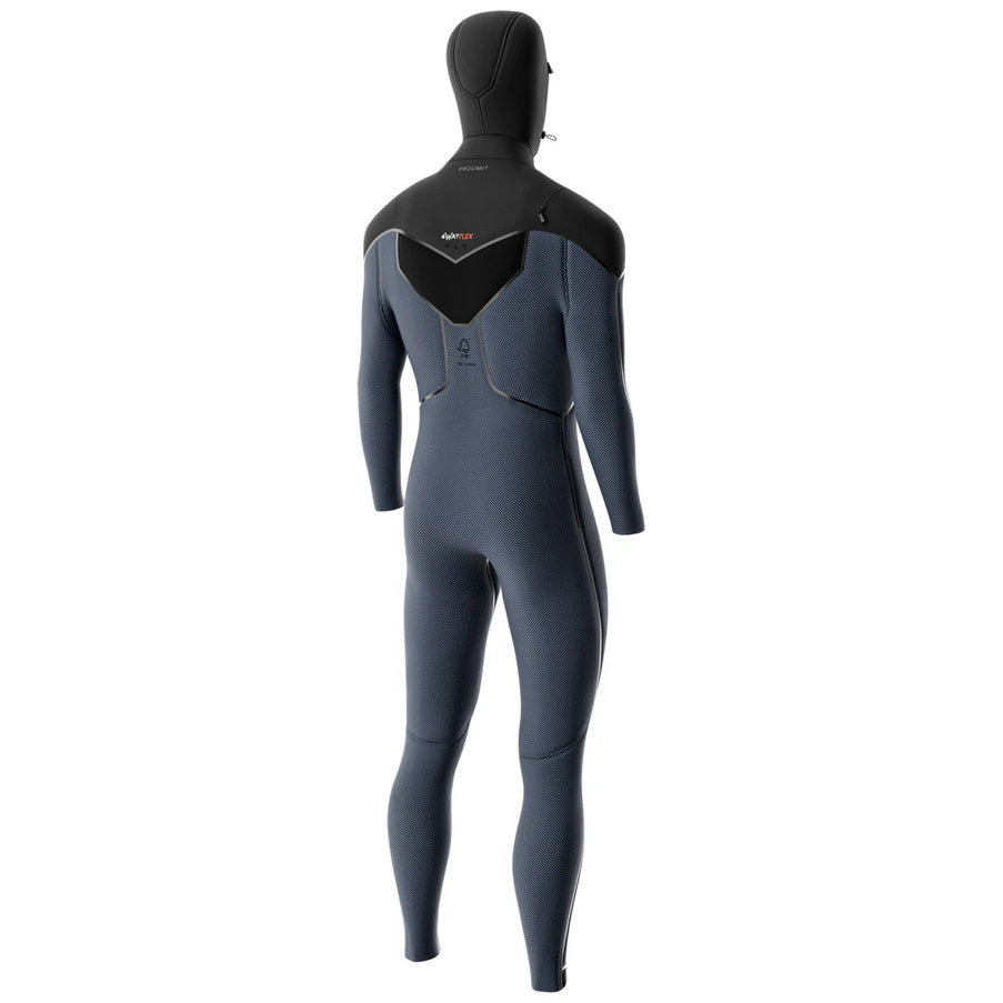 Prolimit Wetsuit Heren Vapor Steamer C-Zip 6/4MM Hooded Zwart/Blauw