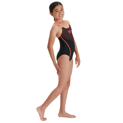 Speedo Badpak Meisjes Eco Medly Logo Medalist Zwart/Roze