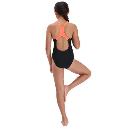 Speedo Badpak Meisjes Eco Medly Logo Medalist Zwart/Roze